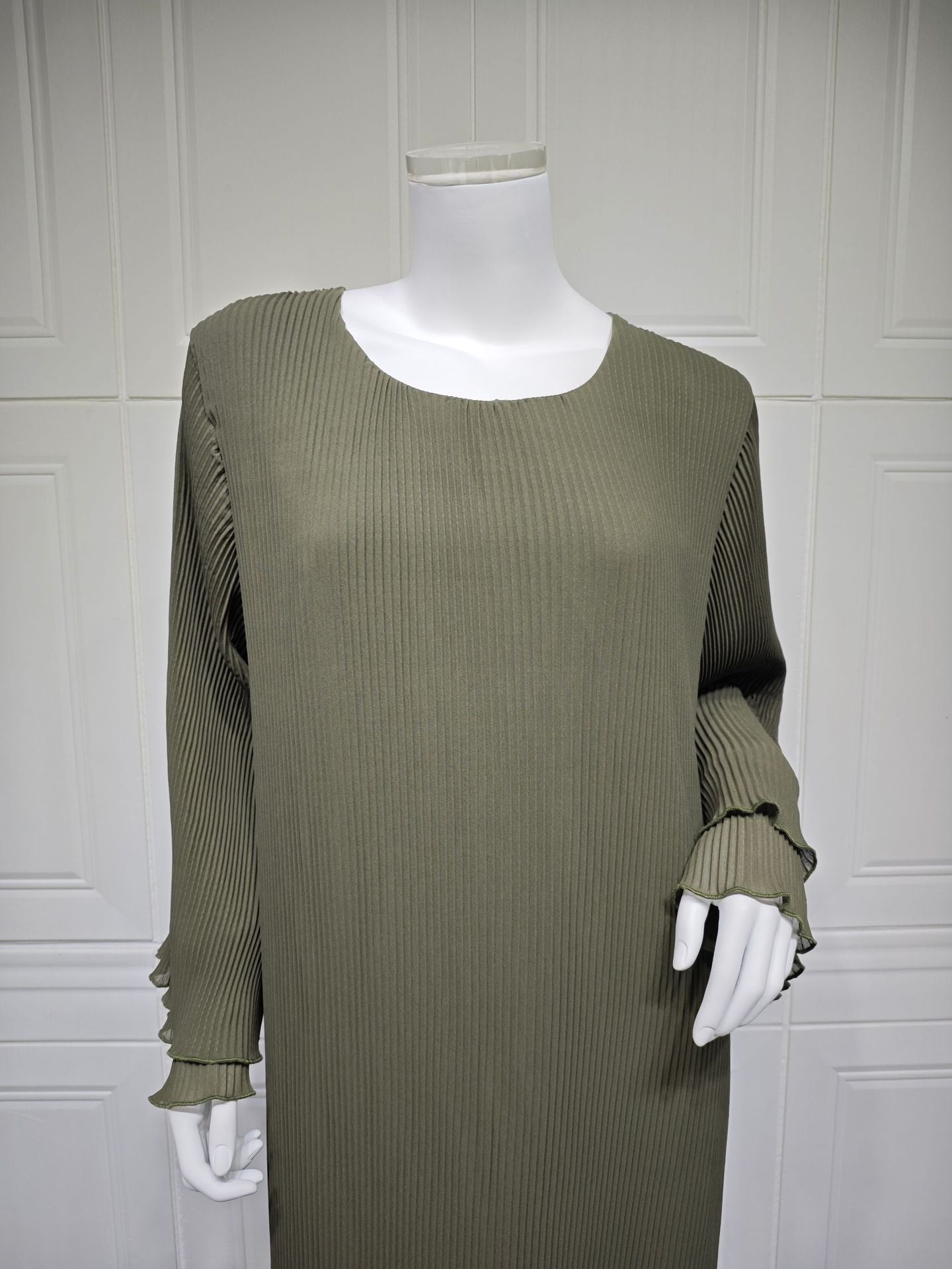 MQ155  Fashion Polyester Pleated Premium Crinkled Dress - Hijab Not Included