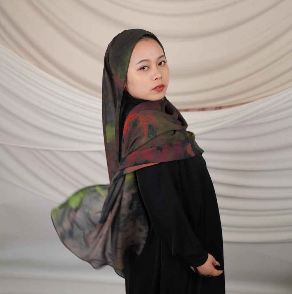 FZ012  Faux Silk Double-Sided Penetration Hijab