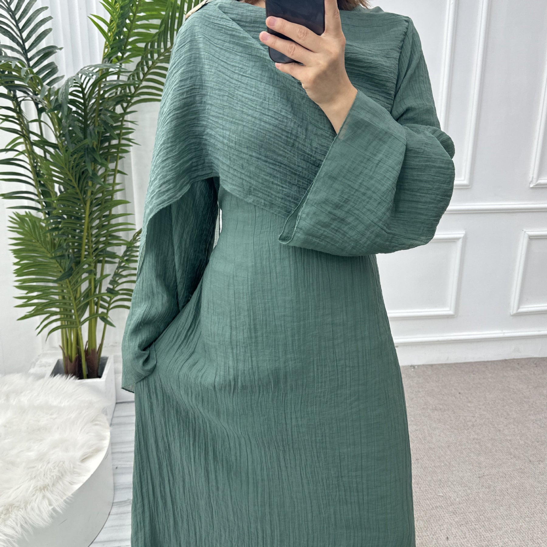 LR1088  Women's Plus Size Plain Double-Layer Ruffled Dress
