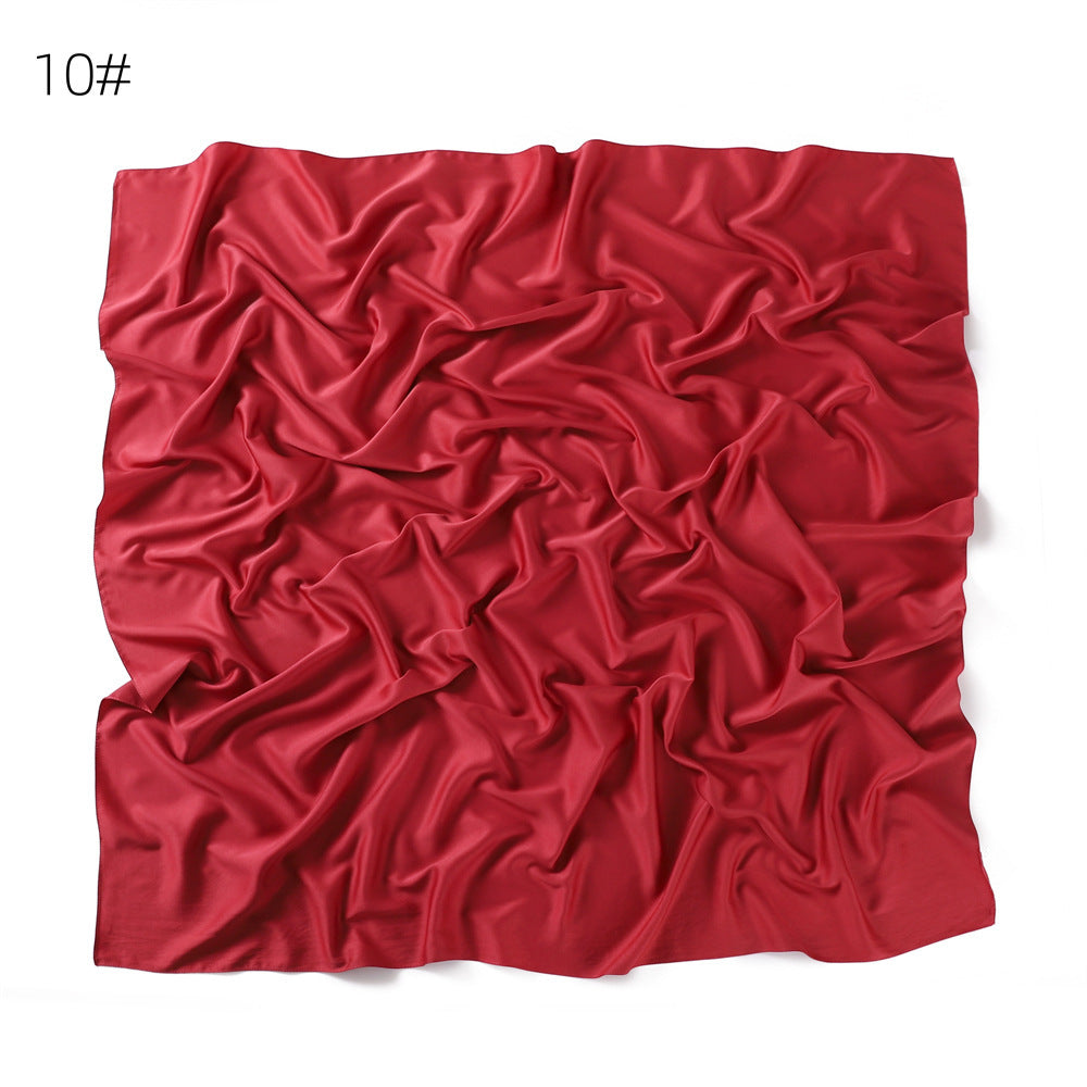 YZ190   90cm matte color ding imitation silk satin solid color square scarf shawl scarf dual purpose scarf scarf woman