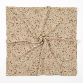 YW347  115*115CM Large Size Floral Pearl Chiffon Printed Square Scarf