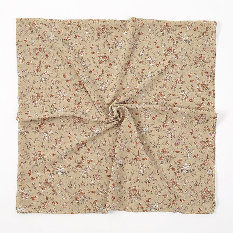 YW347  115*115CM Large Size Floral Pearl Chiffon Printed Square Scarf