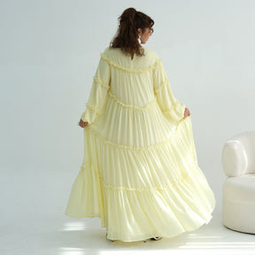 LR1161  Long Sleeve Tiered Ruffle Double Layer Dress