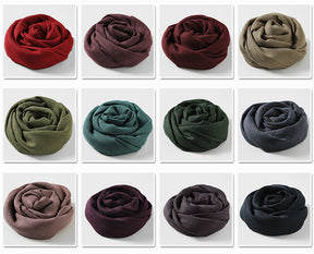 MM02 Women's solid color cotton and linen scarf