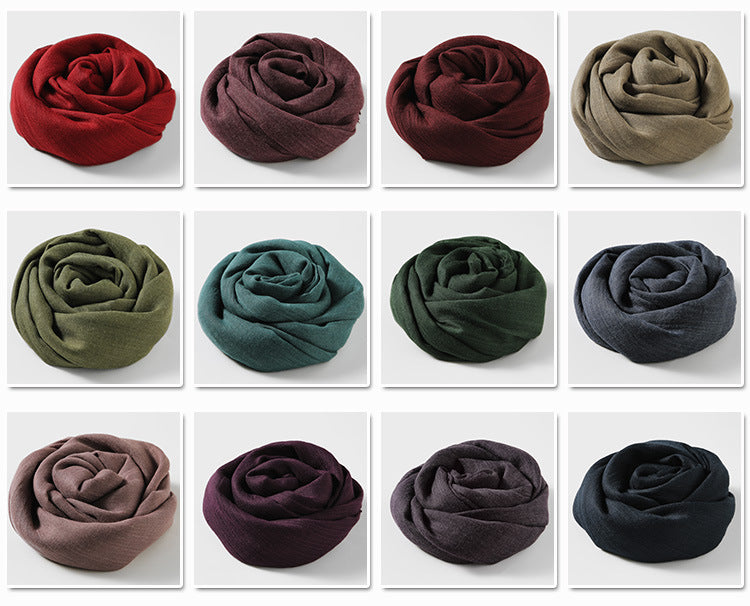 MM02 Women's solid color cotton and linen scarf