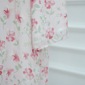 LR1067  Printed Chiffon Lined Open Abaya + Hijab Set