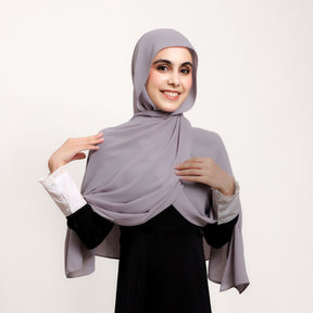 YZ316  Plain Silky Thick Chiffon Hijab with Built-in Magnetic Buckle and Matching Undercap
