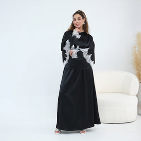 LR1178  Lace-Trim Polyester Top with Shawl & Skirt Set - Sold Separately