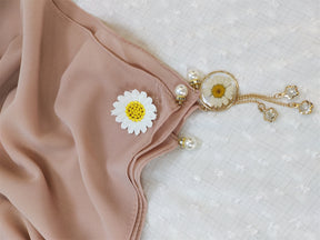 W-0036 plain pearl chiffon small daisy kerchief hijab scarf