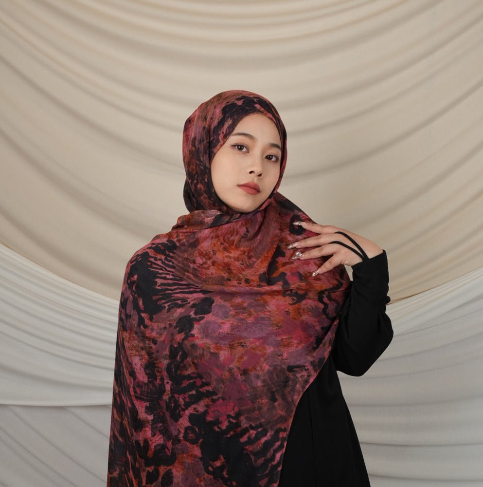 VI010 Modal Leopard Print Hijab Scarf - Stylish and Versatile Accessory