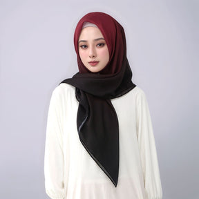 FH164  110*110cm  Printed Ombre Voile Square Scarf