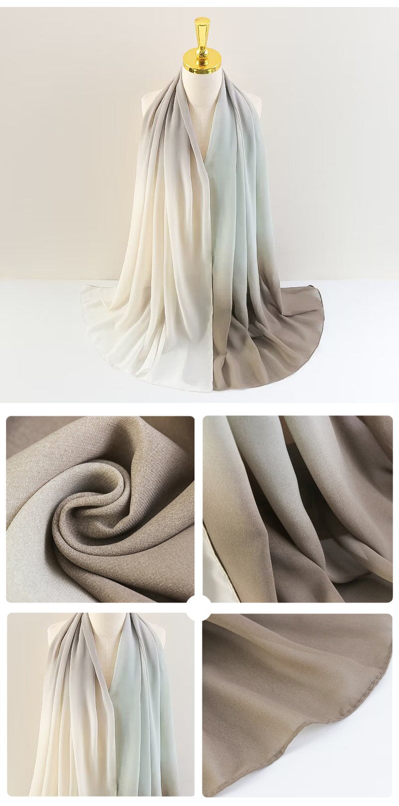 YW236 Gradation Color Chiffon Hijab for Elegant Style