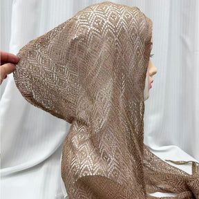IH123  Exquisite Shiny Thread Diamond Hollow-out Muslim Hijab