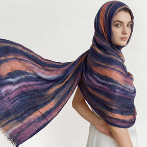 WJA485  Gradient Tie-Dye Autumn/Winter Crinkled Hijab