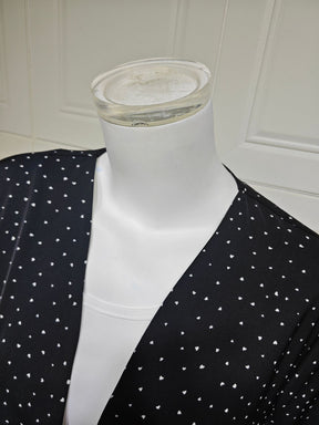 MQ259  Lace Trim Polka Dot Print Abaya Cardigan with Hijab Set