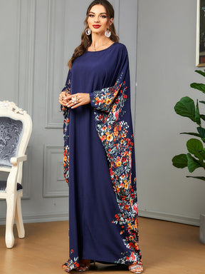 3422  Batwing sleeve printed dress