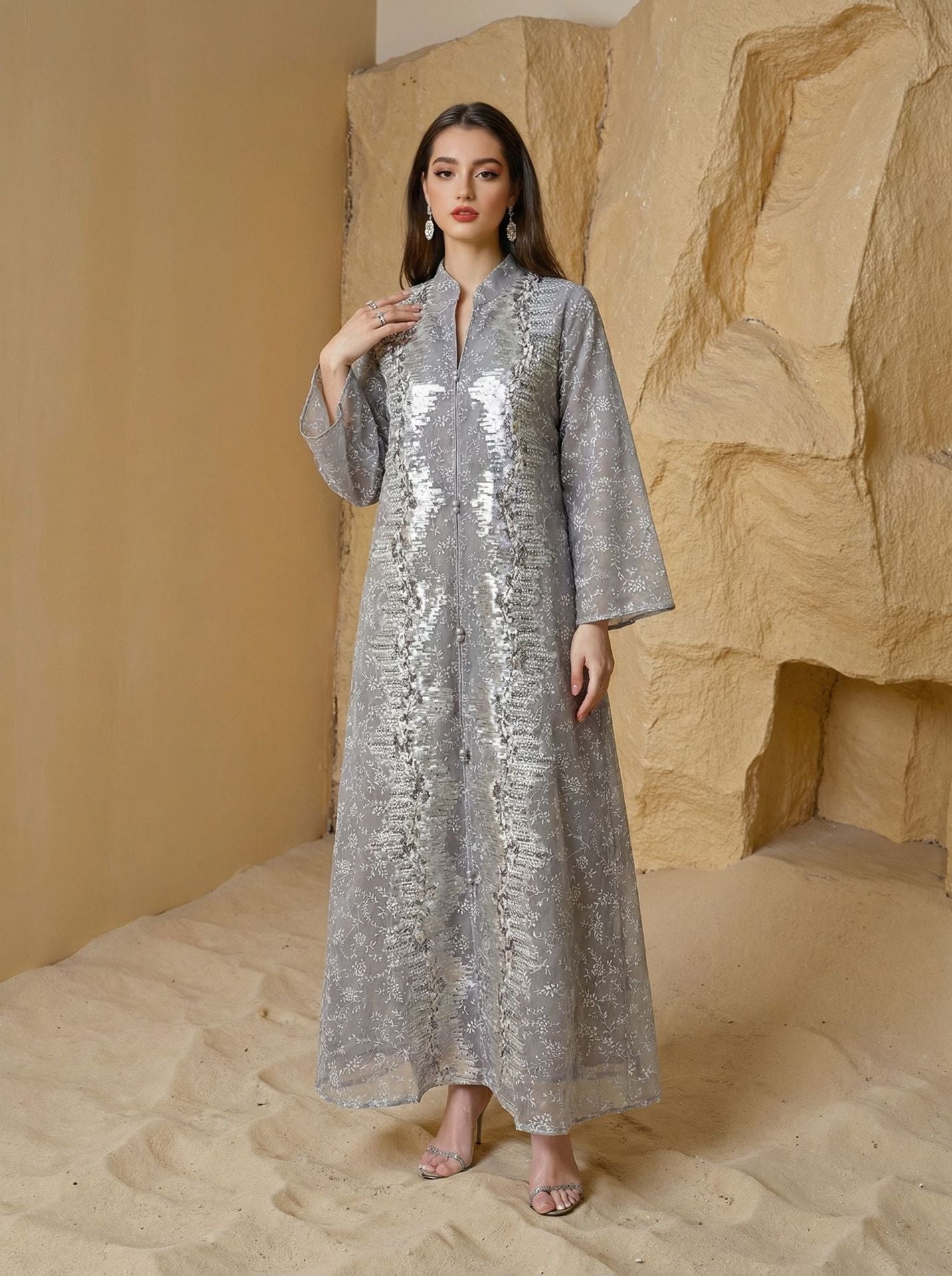 SMT240  Sheer mesh maxi dress – breathable luxury, elegantly effortless