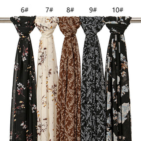 YW332  Fresh floral chiffon print long scarf for women in stock Hot selling small floral long shawl plain hijab  hijab/tudung  printed hijab