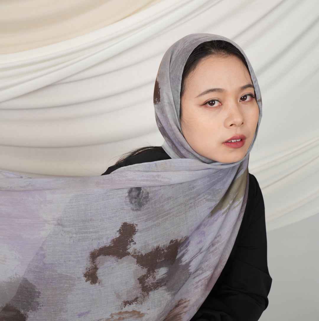 MD021  Modal polyester-cotton tie-dye single stitch Muslim hijab