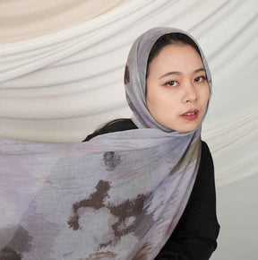 MD021  Modal polyester-cotton tie-dye single stitch Muslim hijab
