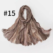 SS007 Gradient Tassel Crinkle Modal Hijab