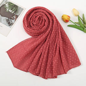 YW225 plain pleated chiffon flocked pom poms hijab