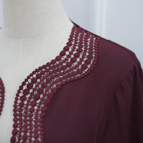 LR1183  Plus Size Wavy Lace Nida Cardigan + Inner Layer Set