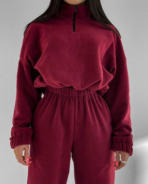 PP5972 Spring Autumn Plain Loose Zip Up Stand Collar Sweatsuit 2-Piece Set Abaya