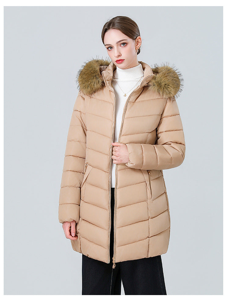 YAXF-8809  Women's Mid-Length Slim Winter Cotton-Padded Puffer Jacket