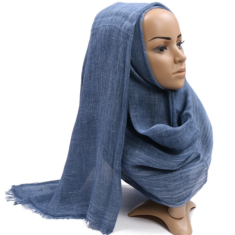 VS186 plain tie-dye cotton linen hijab scarf