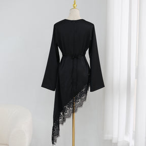 LR1180&LR1185  Back-Tie Waist-Cinched Viscose Long Sleeve Top + Skirt Set-Skirt Set - Mix & Match Set