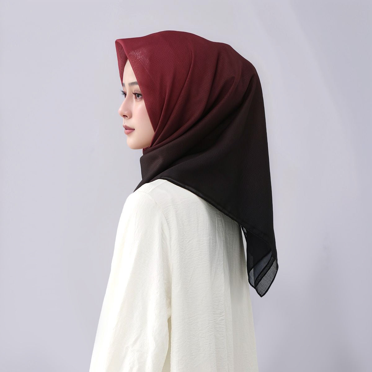FH164  110*110cm  Printed Ombre Voile Square Scarf