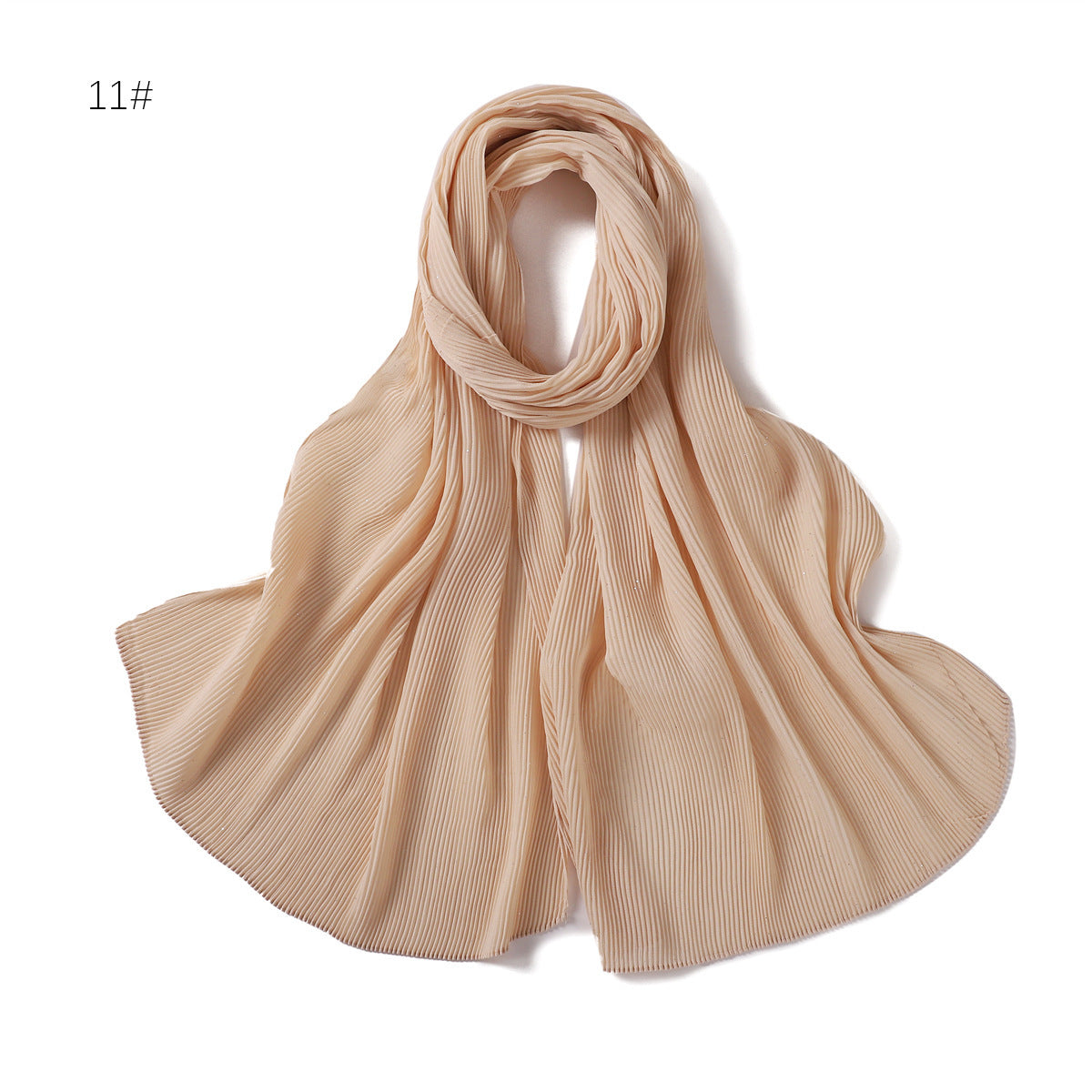 YZ220  Pure color sprinkling silver glitter crease compound chiffon long scarf monochrome pleated headscarf