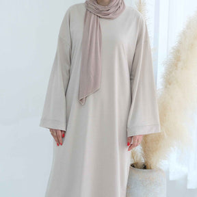 LR737  Plain Hooded Sweatshirt Abaya Dress