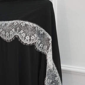 LR1175  Lace-paneled plus size loose fit dress + hijab 2-piece set