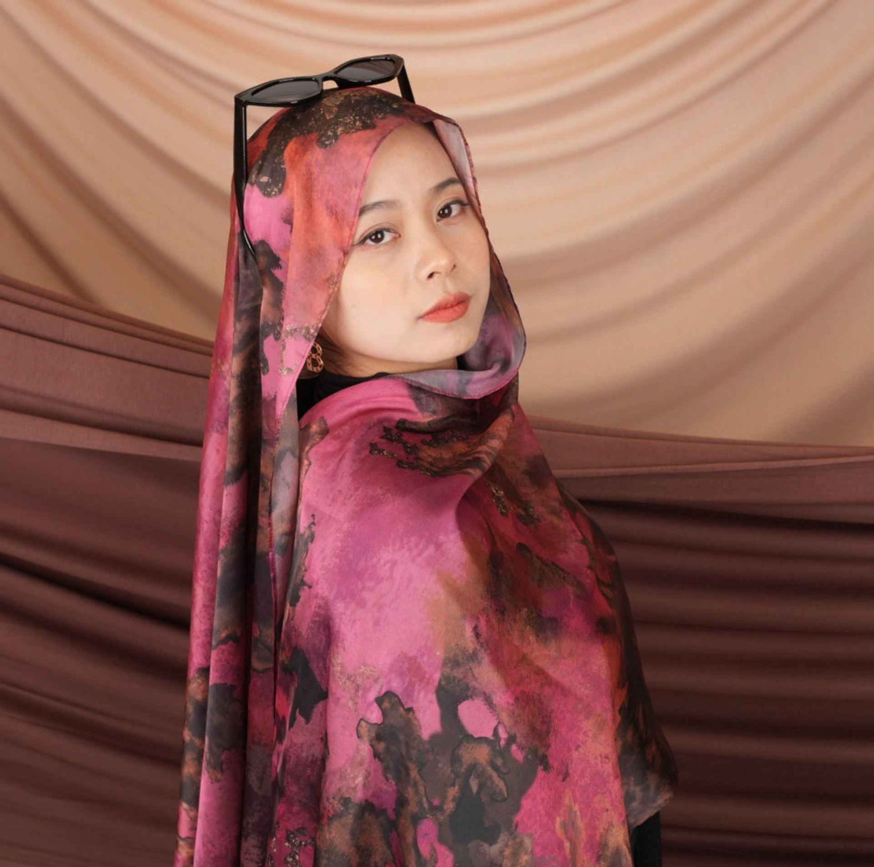 ST010  Imitation silk printed hijab