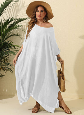 F799   Solid color loose beach slit maxi skirt