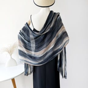 SS007  Gradient Rainbow Collection Short Tassel Crinkled Hijab