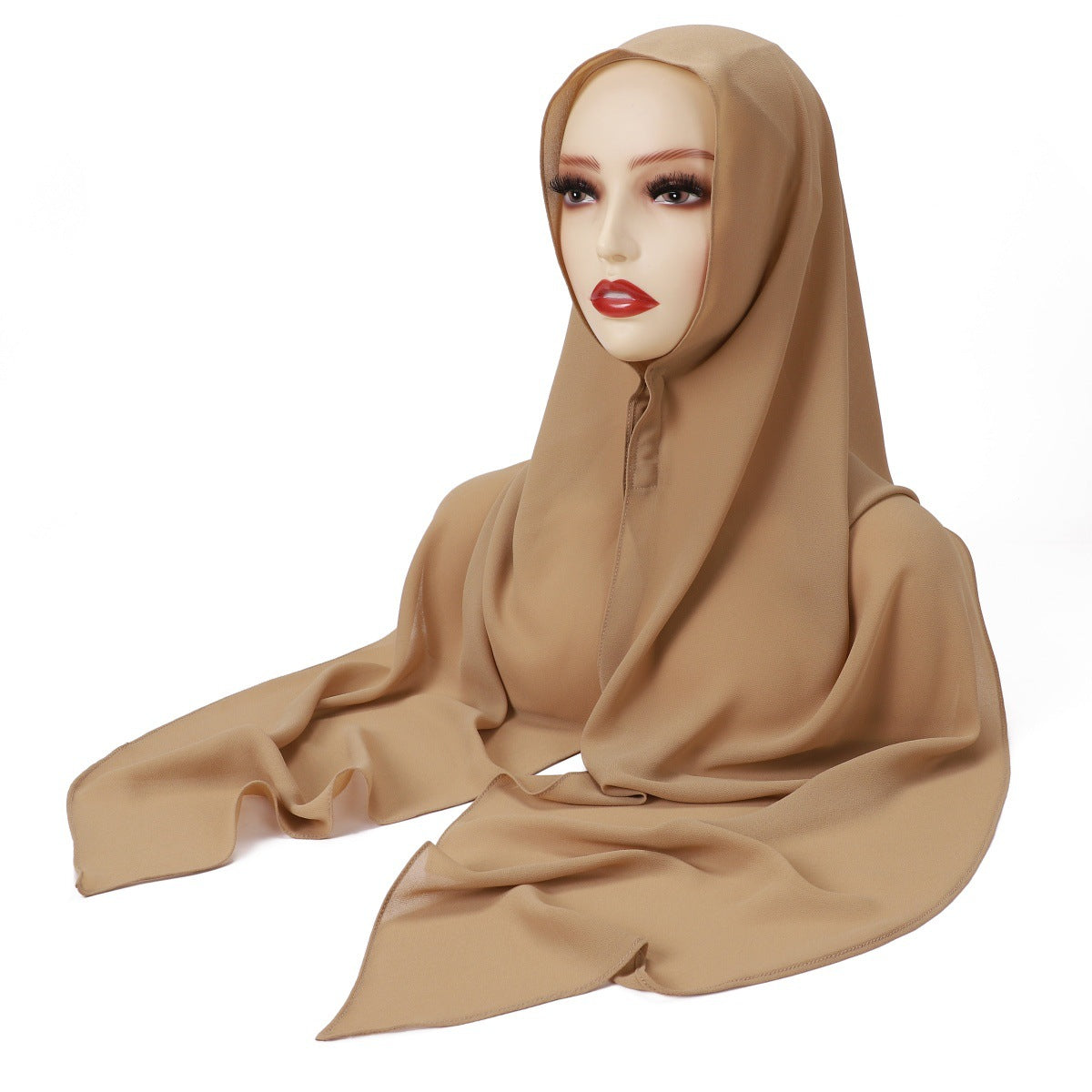 YZ317  Plain Pearl Chiffon Hijab with Built-in Magnetic Closure