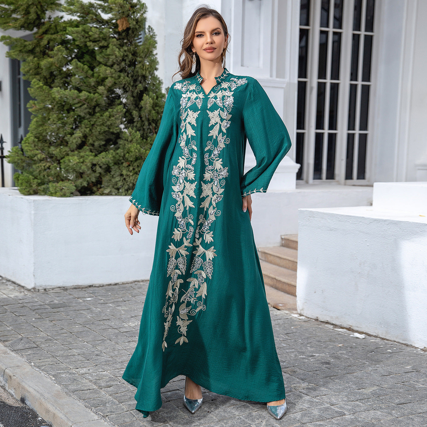 SMT008 Jubah abaya wanita bersulam gaun malam gaun abaya Gaun/gaun