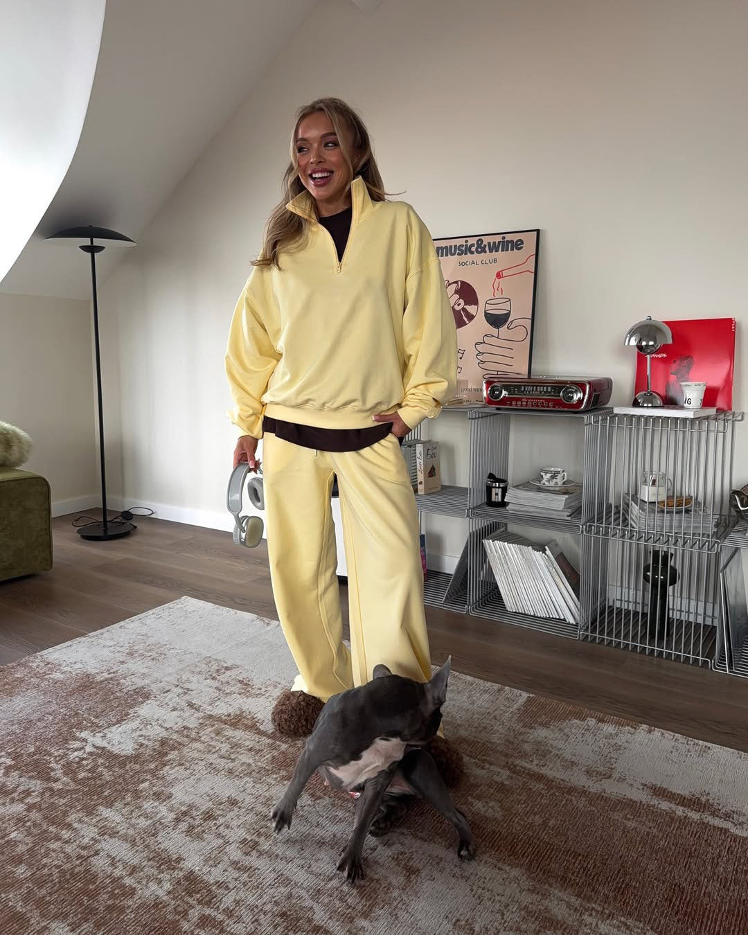 C56300  Women's Oversized Half-Zip Sweatshirt & Drawstring Sweatpants Set