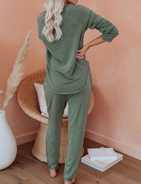 11081 Autumn and winter two-piece casual home long-sleeved T-shirt and pants