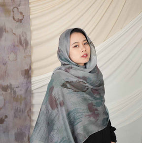 MD021  Modal polyester-cotton tie-dye single stitch Muslim hijab