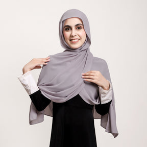 YZ316  Plain Silky Thick Chiffon Hijab with Built-in Magnetic Buckle and Matching Undercap