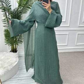 LR1088  Women's Plus Size Plain Double-Layer Ruffled Dress