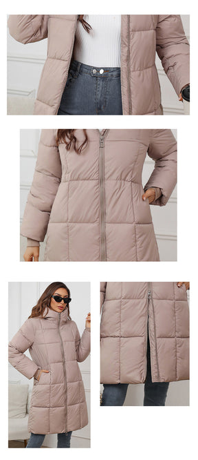 W1836  Women's Hooded Mid-Length Slim Winter Cotton-Padded Coat