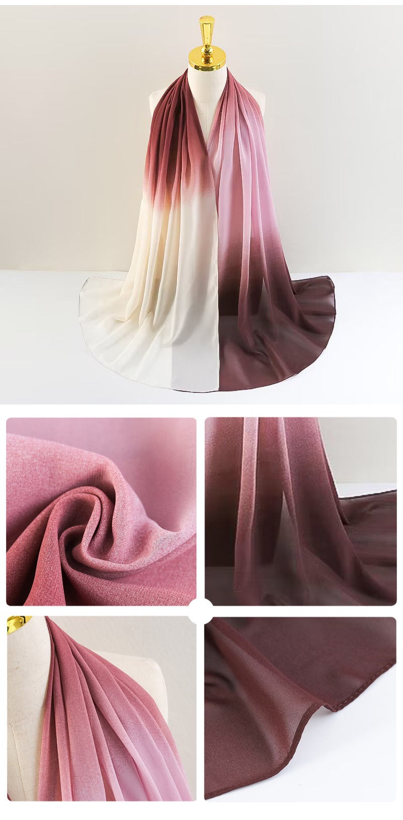 YW236 Gradation Color Chiffon Hijab for Elegant Style