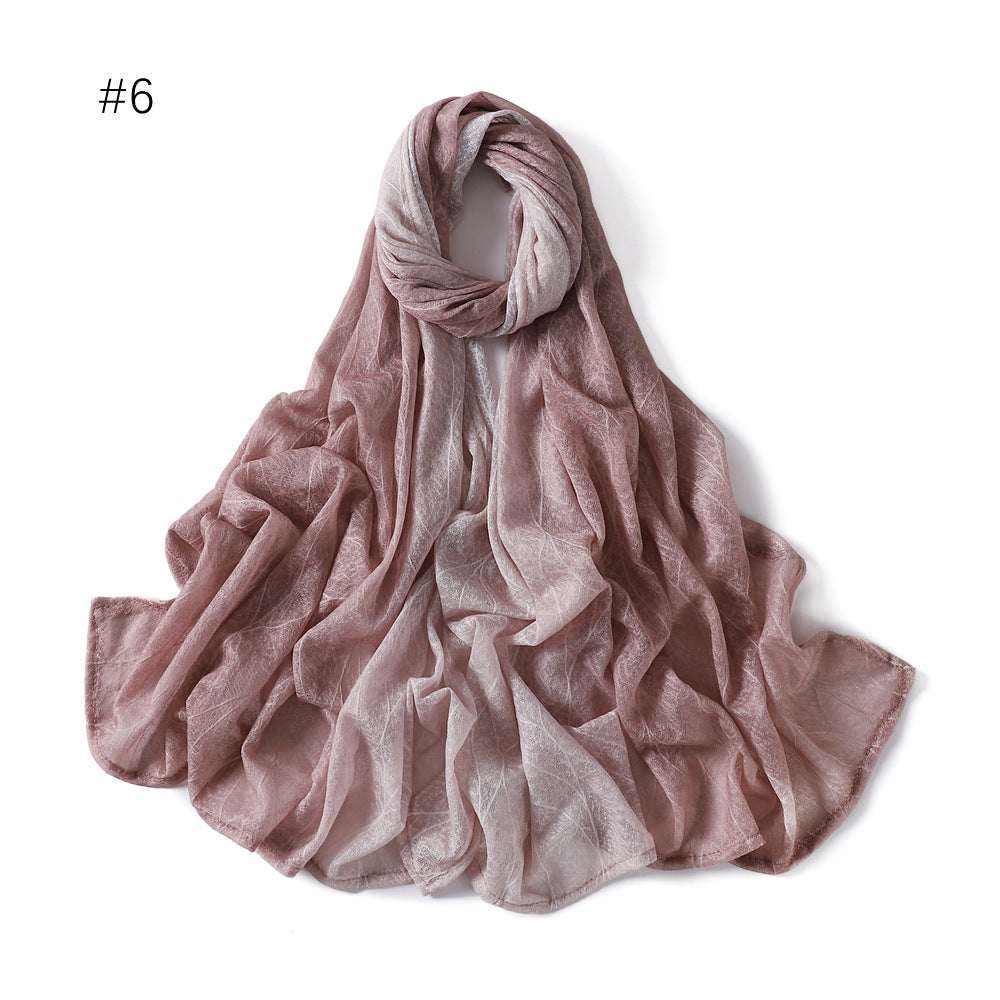 YZ80 Lace breathable hollow slightly elastic wave gradient color hijab  hijab/tudung  printed hijab  printed scarf  Gradient