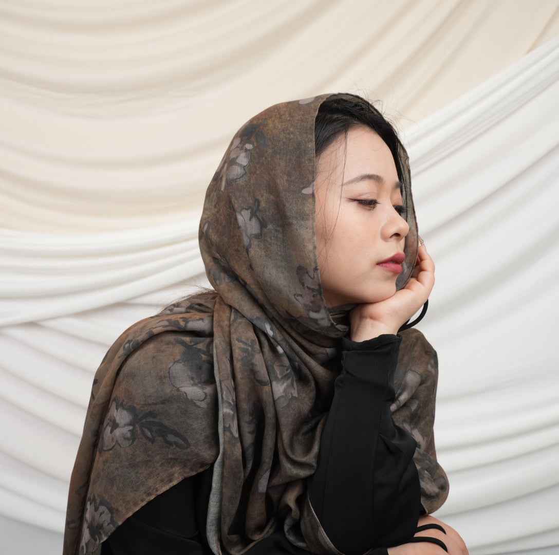 MD018  Modal polyester-cotton tie-dye single stitch Muslim hijab