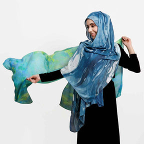 MD4-9  High quality abstract art print single stitch long scarf soft and breathable hijab